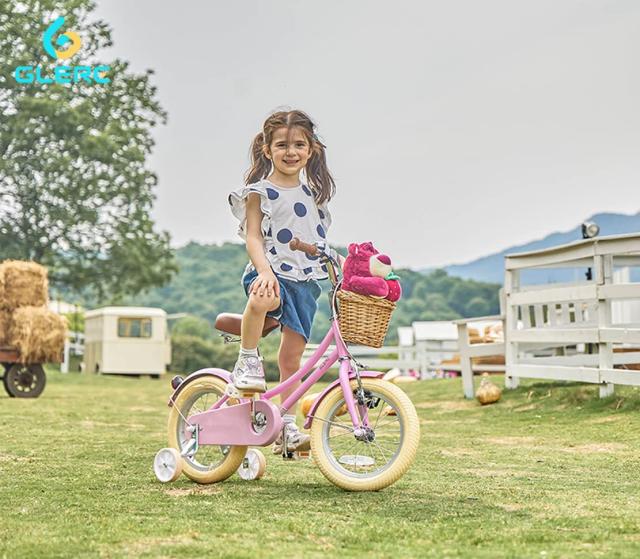 Glerc 14インチ女の子 子供用自転車 補助輪付き 可愛いこども