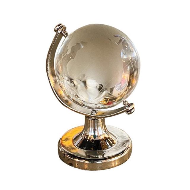 360°回転ミニ地球儀 ガラス 置き物 水晶 飾り物 クリア 工芸品 地球儀