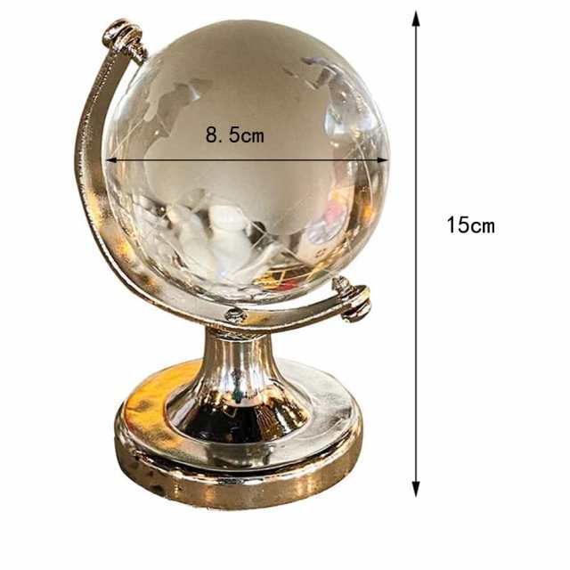360°回転ミニ地球儀 ガラス 置き物 水晶 飾り物 クリア 工芸品