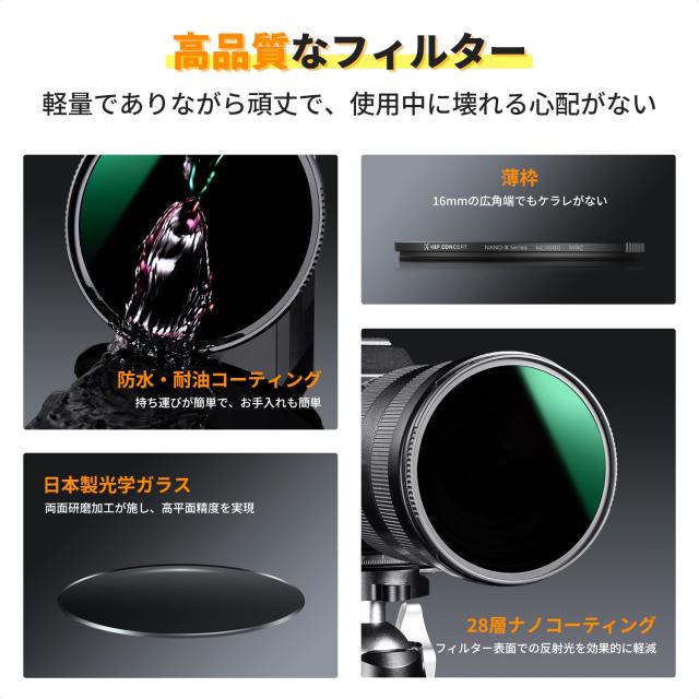 K＆F Concept 105mm NDフィルター ND1000 超薄型 多層ナノコーティング