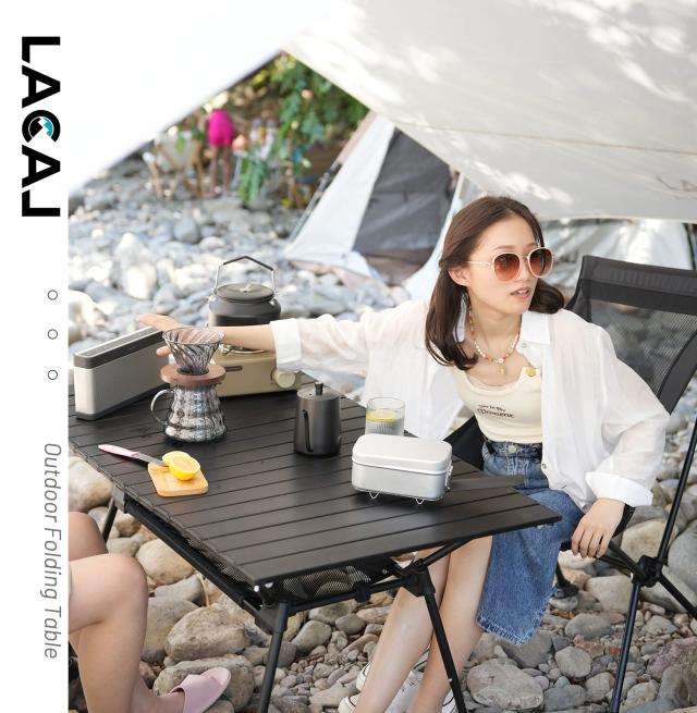 LACAL アウトドアテーブル 3段階高さ調整 幅126cm 折り畳み式_1