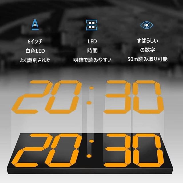 Soulitemデジタル時計 led 文字大きく見やすい 大型 壁掛け 時計 卓上置き時計 調整可能な明るさ 掛け時計 温度 湿度 カレンダー 秒読み_3