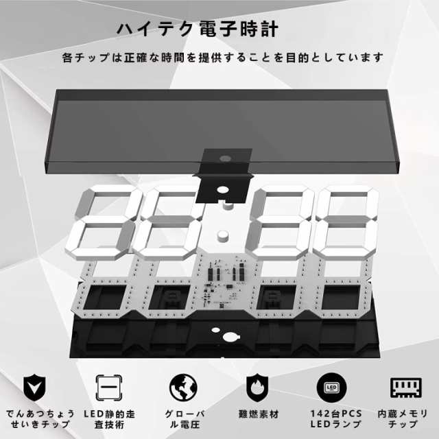 Soulitemデジタル時計 led 文字大きく見やすい 大型 壁掛け 時計 卓上 ...