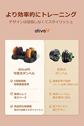 ATIVAFIT 可変式ダンベル 2.5kg-12.5kg 2点セット 5段階調節