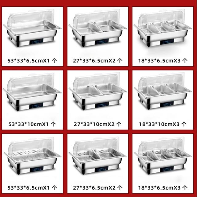 ビュッフェサーバー チェーフィングディッシュ chafing dish 9L 湯煎式 ステンレス製 保温調理鍋 food warm 温度調整加熱ウォーマー温度_5