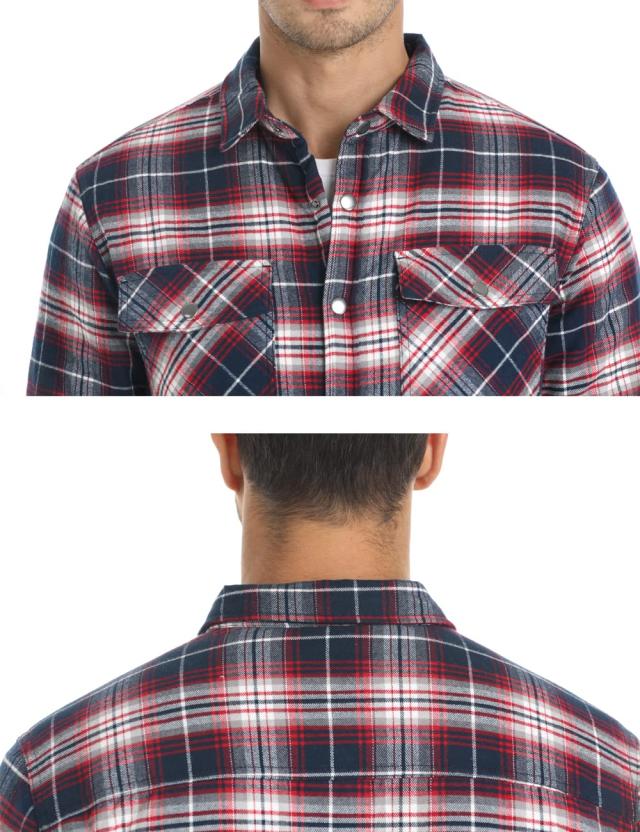 KEFITEVD] ネルシャツ 長袖 メンズ 保温 防寒コート コットン 通勤