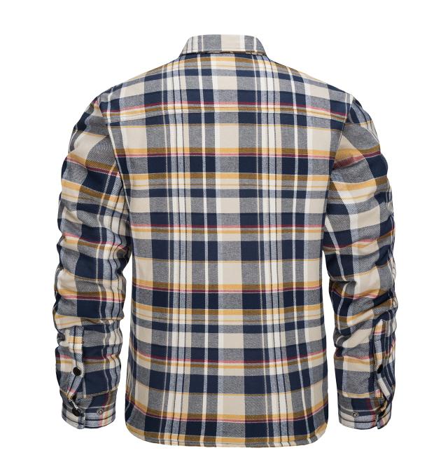 KEFITEVD] チェックシャツ 大きいサイズ ポケット付き ブルゾン 長袖