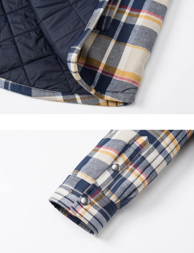 KEFITEVD] チェックシャツ 大きいサイズ ポケット付き ブルゾン 長袖