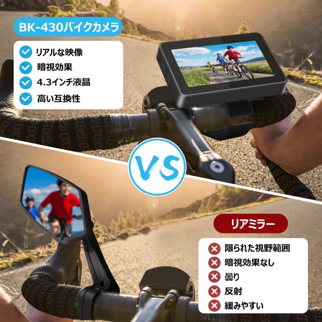 PARKVISION 自転車バックミラー 1080Pリアビューカメラとモニター