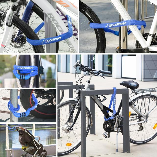 Sportneer 自転車 鍵 青 自転車チェーンロック 5桁ダイヤル式 100cm