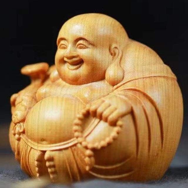 MYDILI 弥勒仏の置物 布袋様 置物 仏像 木彫り ミニ 七福神 木製