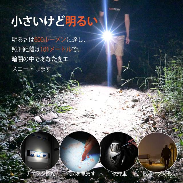 ACEBEAM Pokelit 2AA 懐中電灯 日亜519A LED 高演色性 5000K 昼