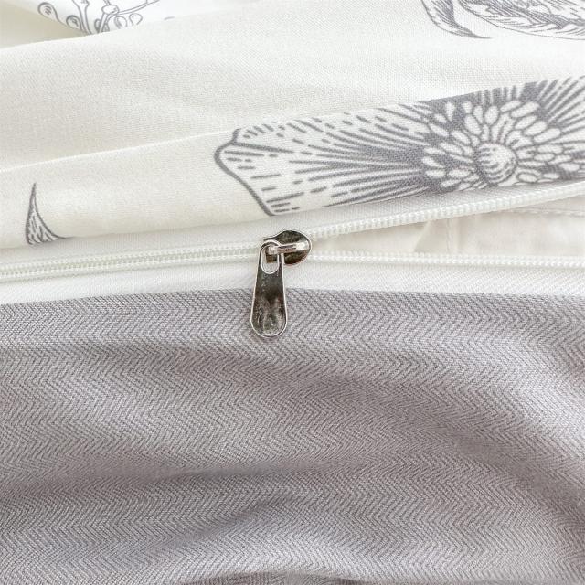 BUKAROOM 【布団カバーセット シングル 3点セット】 枕カバー 掛け布団カバー ボックスシーツ 寝具カバー 花柄 おしゃれ ブラック（掛カ