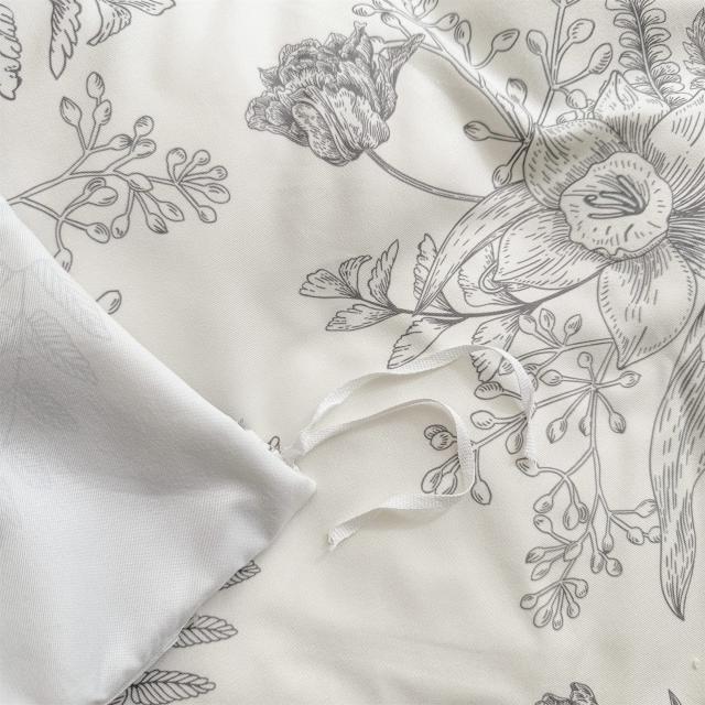 BUKAROOM 【布団カバーセット シングル 3点セット】 枕カバー 掛け布団カバー ボックスシーツ 寝具カバー 花柄 おしゃれ ブラック（掛カ