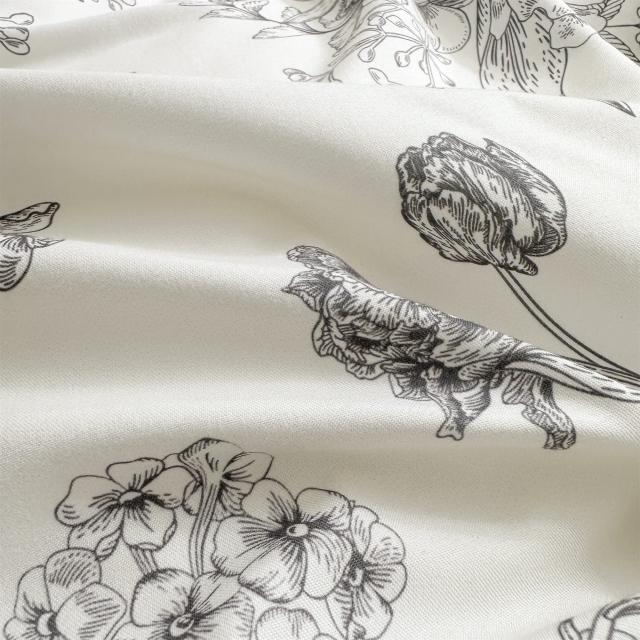 BUKAROOM 【布団カバーセット シングル 3点セット】 枕カバー 掛け布団カバー ボックスシーツ 寝具カバー 花柄 おしゃれ ブラック（掛カ