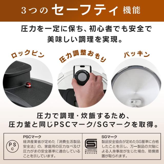 【光熱費節約・時短】アイリスオーヤマ 圧力鍋 6.0L IH ガス対応 ワンタッチ開閉 【レシピ本・ガラスふた付き】 かんたん操作 RAN-6L