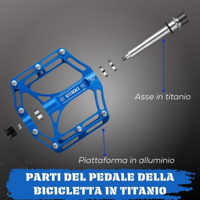 Corki Cycles 自転車用ペダル TOPO チタン フラット プラットフォーム マウンテン バイク ペダル - 9/16 -ブルー