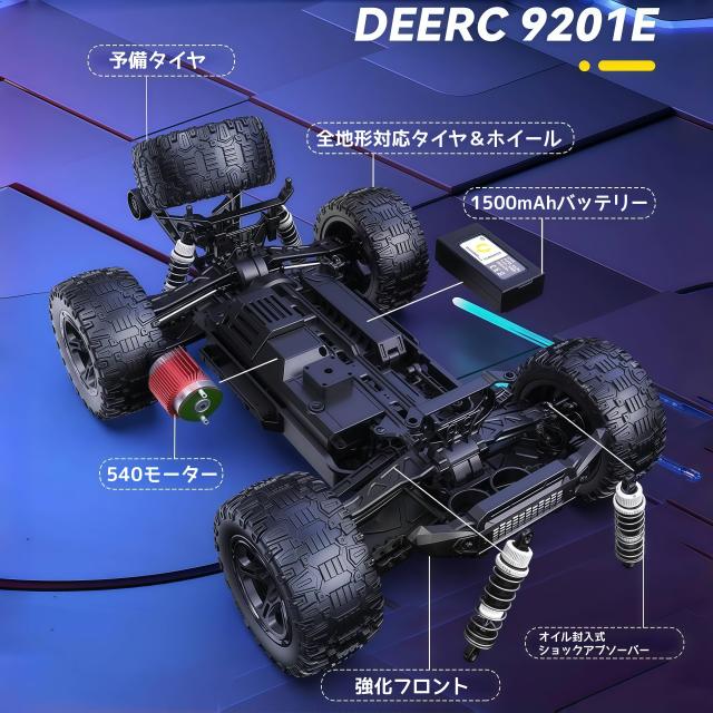 DEERC ラジコンカー 高速 オフロード 人気 トロフィートラック レーサー こども向け 交換用ボディ 4wd RCカー 1/10スケール プレゼント