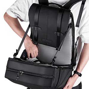 K＆F Concept カメラバッグ おしゃれ カメラリュック カメラバックパック 2気室 20L 大容量 レインカバー付き 撮影バッグ 防水 一眼レフ/_7