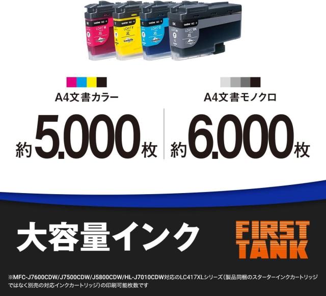 ブラザー プリンター 大容量ファーストタンク A3インクジェット複合機 MFC-J7500CDW (FAX/ADF/30万ページ耐久/自動両面/2段トレイ)