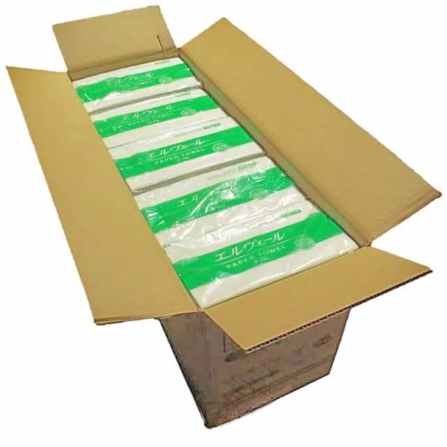 エリエール 【ケース販売】エルヴェール ペーパータオル エコダブル 中判 200組(400枚)×30袋 白の通販は