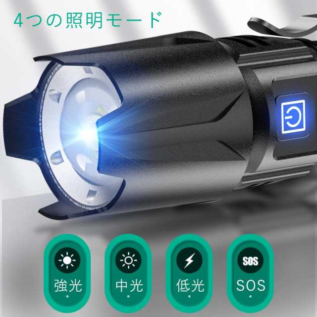 充電式ミニ懐中電灯高輝度 戦術無段階調光 LED 懐中電灯 20000