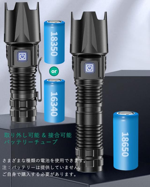 充電式ミニ懐中電灯高輝度 戦術無段階調光 LED 懐中電灯 20000