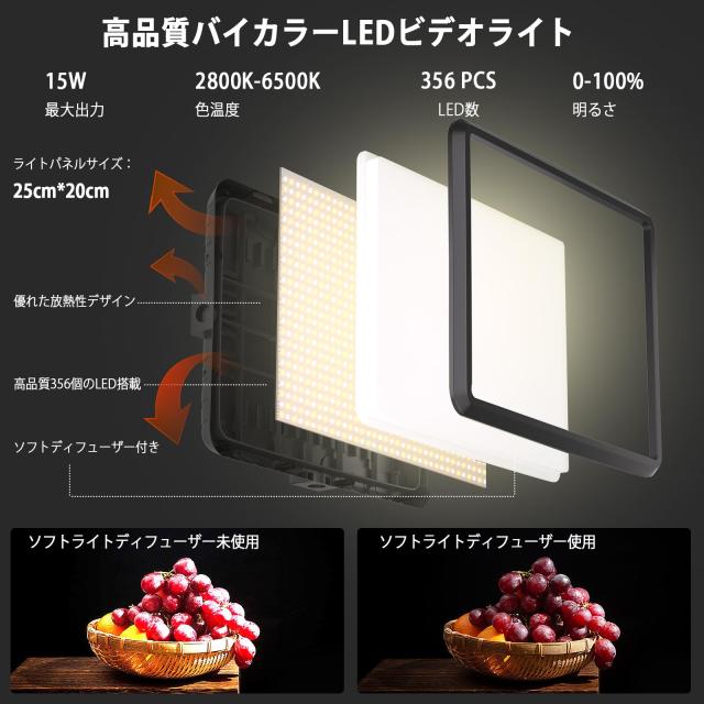 NiceVeedi 2パック撮影用ライト LEDビデオライト 写真スタジオ撮影