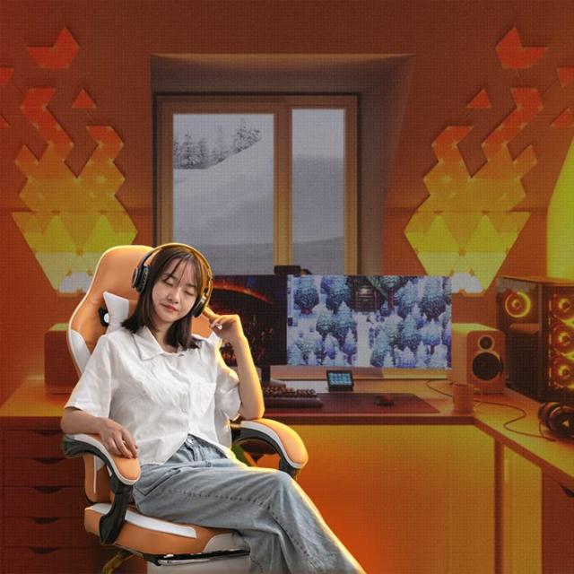 SWOLOL ゲーミングチェア 女性 オットマン付き フラワー式デザイン 花の言葉 多機能 連動ひじ掛け ゲーム用 デスクチェア レディース PU