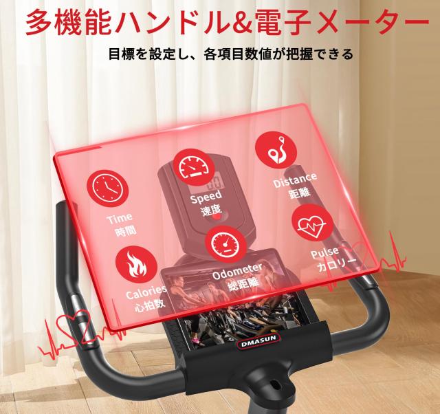 DMASUN エアロバイク 家庭用 静音スピンバイク フィットネスバイク