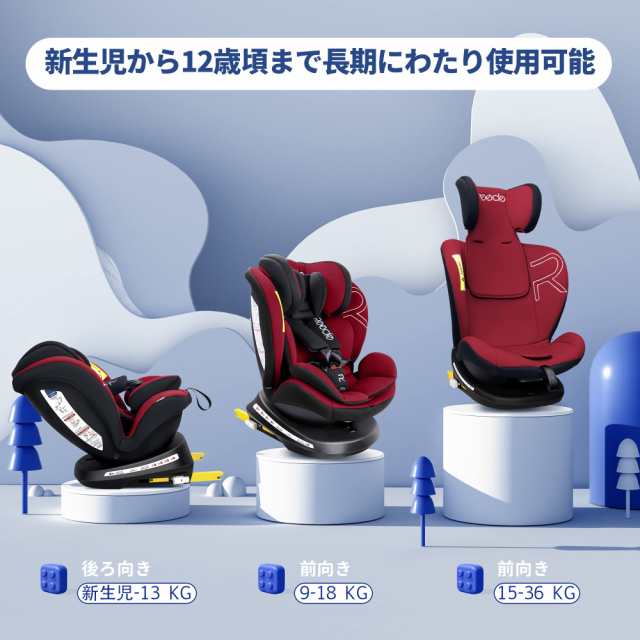 Reecle チャイルドシート 360° 回転式 新生児-12歳頃 (0-36kg) ISOFIX対応 シートベルト固定 (レッド)の通販はau  PAY マーケット - Litlulu Meena | au PAY マーケット－通販サイト