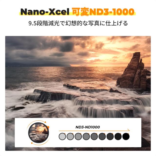 K＆F Concept 49mm 可変NDフィルター ND3-ND1000 日本製AGC光学ガラス HD超解像力 低い反射率 360°無段階調節可能 28層ナノコーティング_1
