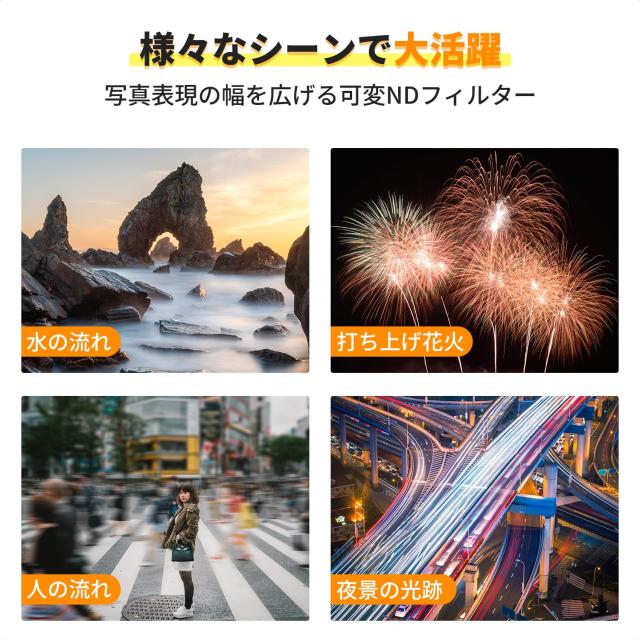 K＆F Concept 49mm 可変NDフィルター ND3-ND1000 日本製AGC光学ガラス HD超解像力 低い反射率 360°無段階調節可能 28層ナノコーティング_5