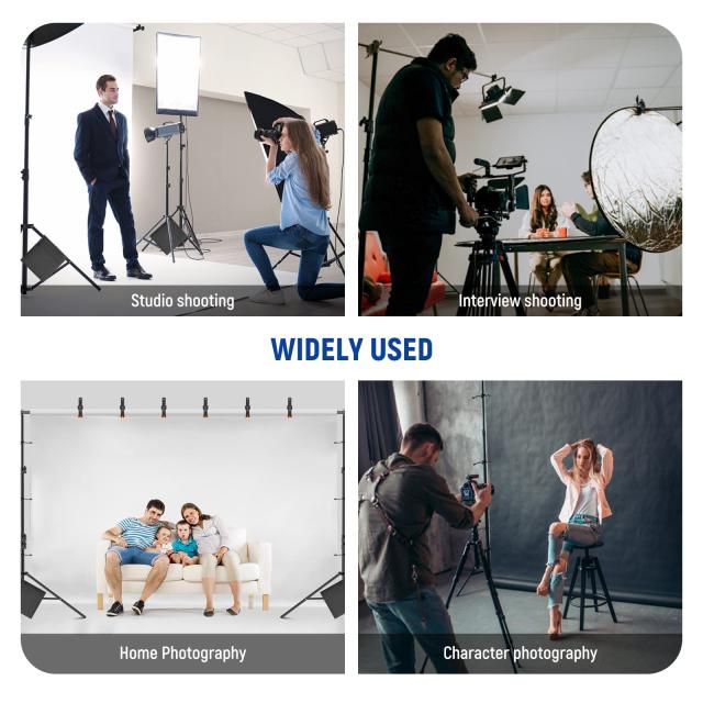 NEEWER 2.6x3m 調節可能な背景スタンドキット 撮影背景サポートシステム クロスバー4本、スプリングクランプ6個、背景クリップ6個、サン