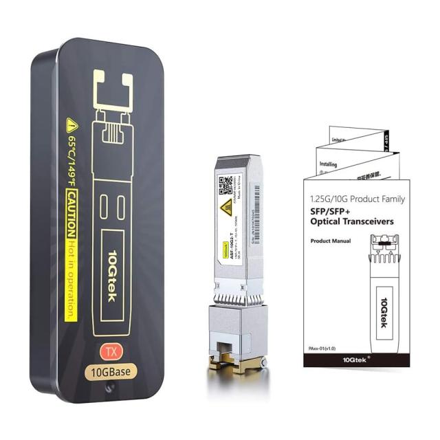 10Gtek 10GBase-T SFP+モジュール, 10G-T, 10Gカッパー, RJ-45 SFP+ CAT.6a, 最大30m, 光トランシーバ, マルチレート（1.25G/2.5G/5G/10G_5