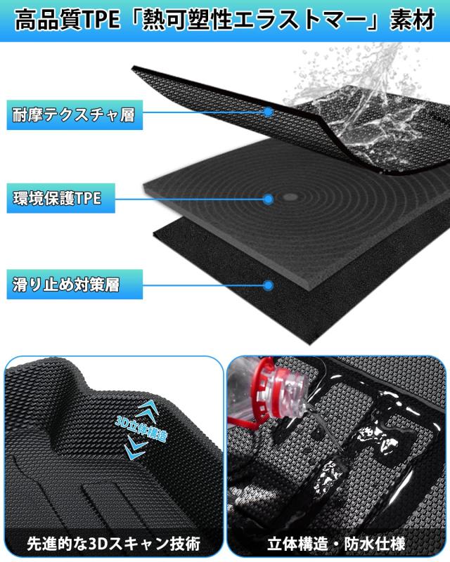 Cartist ホンダ 新型ステップワゴン RP6 RP7 RP8 フロアマット ハイブリッド車専用 3Dフロアマット 立体カーマット 1列目用 立体構造 STE_2