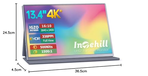 Intehill モバイルモニター 4k 13.4 インチ IGZOスクリーン 黄金比16