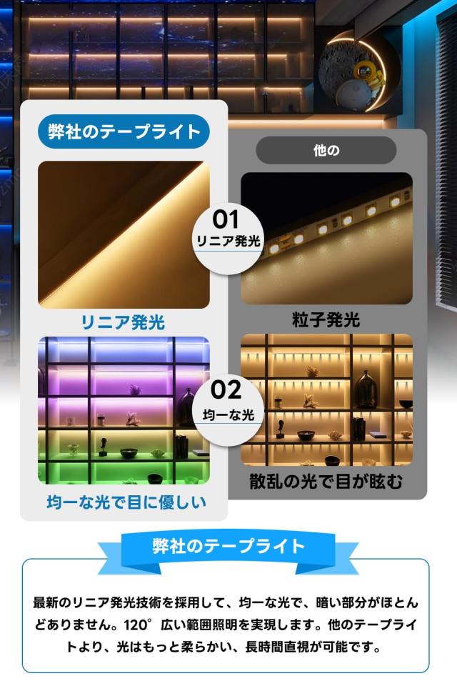 EL蛍光チューブ管 AC100V LEDテープライト防水 RGBリモコン複数モード