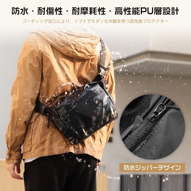 撥水加工されたサイドアクセス可能なカメラバッグ ショルダータイプ Ulanzi カメラバッグ ショルダーバッグ スリングバッグ 仕切り