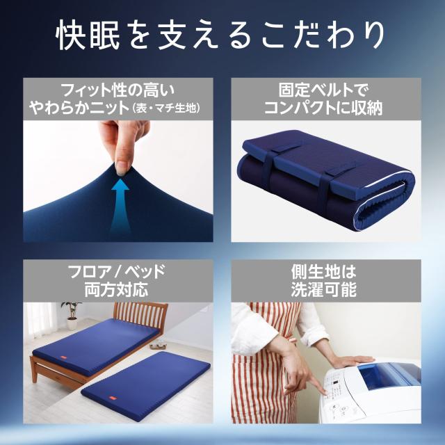 nishikawa【西川】 エニーマットマットレス セミダブル 高反発 ウェーブ構造 通気性 ベッドでも床でも使用OK 洗濯可能な側生地 折りたた_4