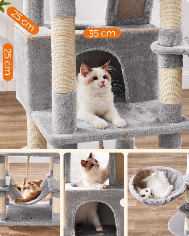 FEANDREA キャットタワー 大型猫用 人気 多頭飼い ハンモック スリム 省スペース 据え置き 高さ168cm PCT165W_5