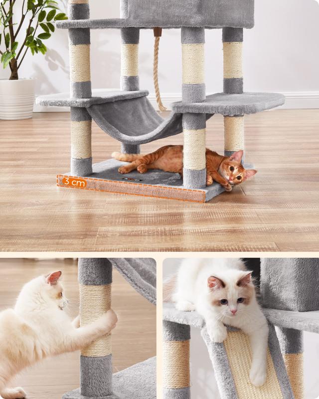 FEANDREA キャットタワー 大型猫用 人気 多頭飼い ハンモック スリム 省スペース 据え置き 高さ168cm PCT165W_6