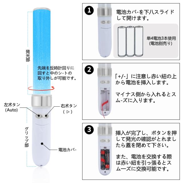 HAYOKU 2本コンサートライト ペンライト 自動切替+手動切替 28cm
