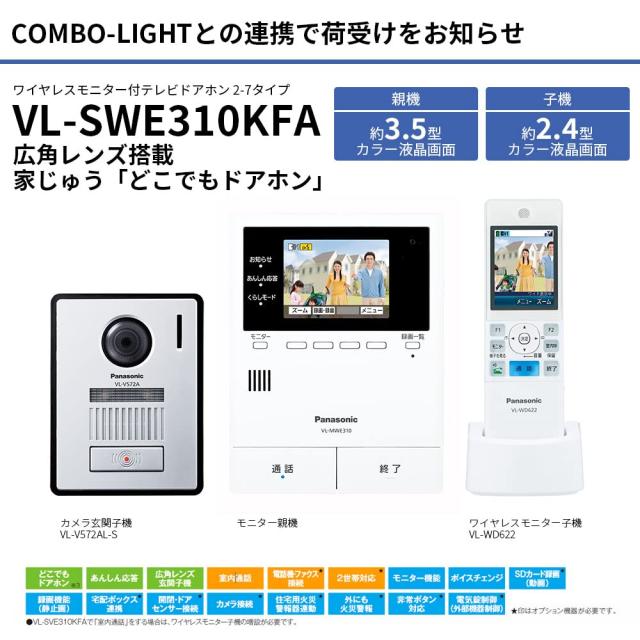 [パナソニック] テレビドアホン 宅配ボックス連携 COMBO COMBO-LIGHT あんしん応答機能 火災報知器連動 モニター 3.5型カラー液晶 玄関子_1