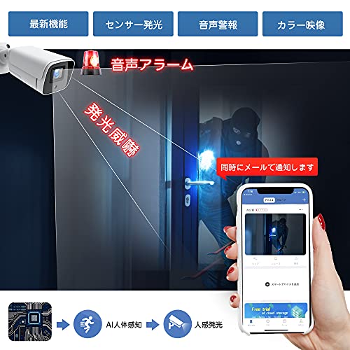CAMCAMP防犯カメラ 屋外 POE 500万画素 有線 4台 防犯 カメラ
