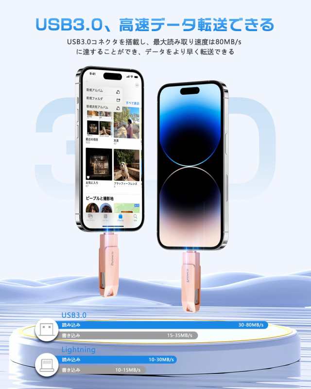 Patianco【MFi認証取得 セキュリティ機能付】iPhone用 USBメモリ 128GB 3in1 外付け usb  lightning/USB/Type-C搭載 写真移行 スマホ容量｜au PAY マーケット