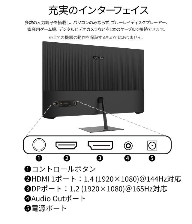 【Amazon.co.jp限定】 JAPANNEXT 27インチ ゲーミングモニター 165Hz 1ms フルHD 1920x1080解像度 VA パネル ディスプレイ (HDMI/Display_4