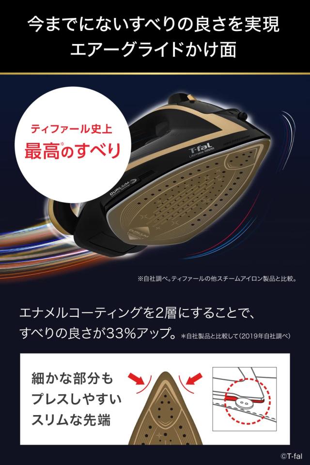 ティファール パワフルスチーム 最大140g/分 コード付き スチームアイロン 「アルティメット 6828」 エアーグライドかけ面 オートクリー_3