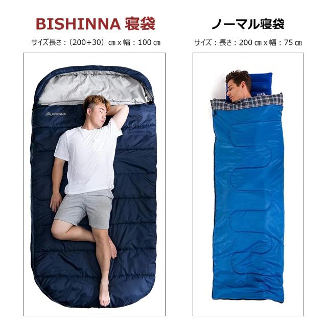 BISINNA 寝袋 ワイド ねぶくろ 封筒型 シュラフ 丸洗いOK キャンプ 登山 アウトドア 車中泊 自宅 旅行 収納パック付き 匂いがフリー 抗菌_5