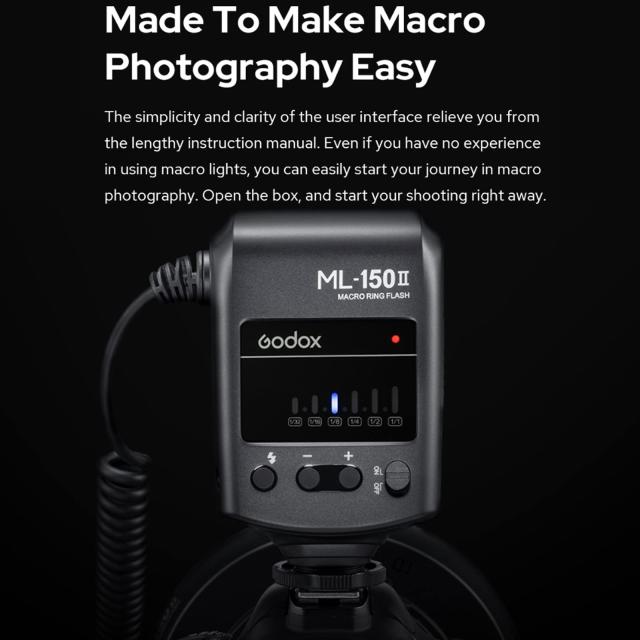 Godox ML-150II マクロ LED リング フラッシュ スピードライト GN12 0.1-2s リサイクル時間 5800K±200K ソニー キャノン ニコン 富士 オ_5